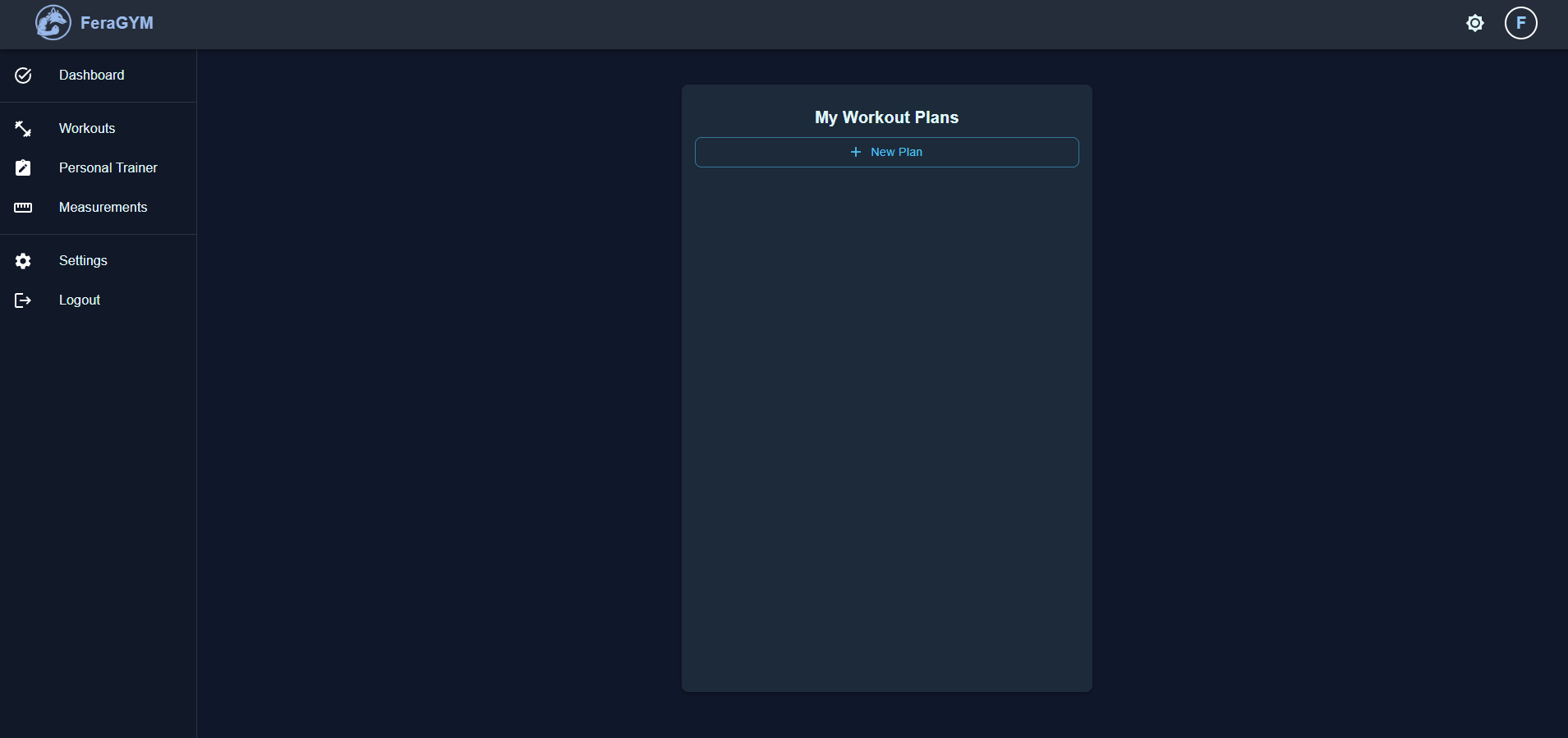 AI Gym System workout planning screen screenshot